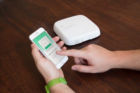 Photo of someone setting up cloudrain with the app